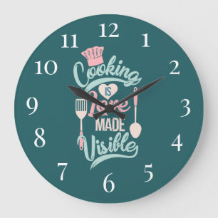 Cooking is Love Made Vue Große Wanduhr