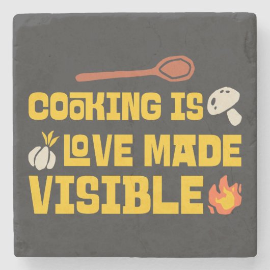Cooking Is Love Made Vue Steinuntersetzer (Vorderseite)