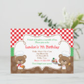 Cooking Koch Bear Geburtstagsparty Einladung (Stehend Vorderseite)
