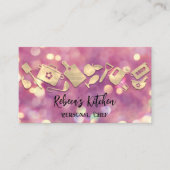 Cooking Koch Restaurant Catering Logo QR-Code Rosa Visitenkarte (Vorderseite)