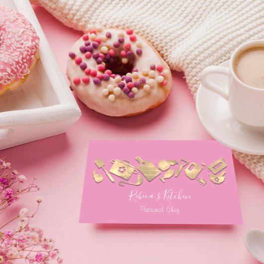 Cooking Koch Restaurant Catering Logo QR Pinky Visitenkarte