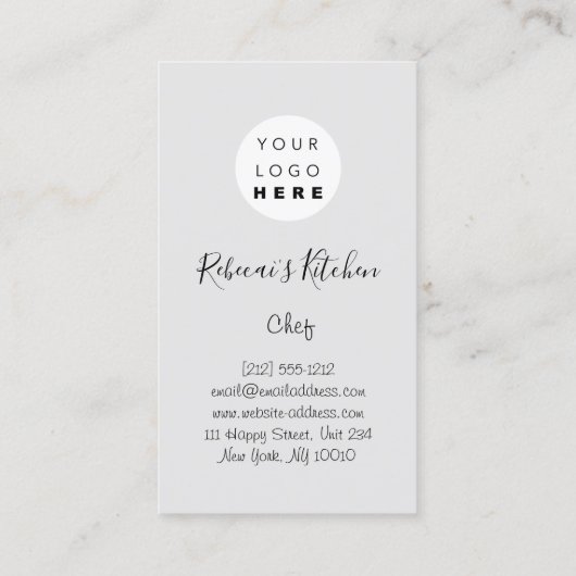 Cooking Logo  Chef Restaurant Gray Golden Knifes  Visitenkarte (Rückseite)