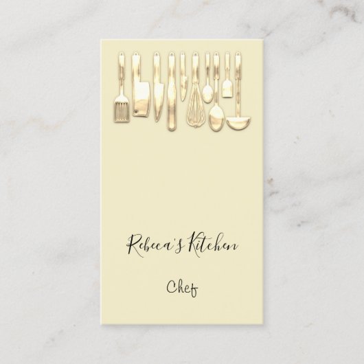 Cooking Logo Koch Restaurant Küche Gelb Gold Visitenkarte (Vorderseite)