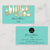 Cooking Logo Koch Restaurant Stilvolle Knifes Aqua Visitenkarte (Vorne/Hinten)