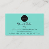 Cooking Logo Koch Restaurant Stilvolle Knifes Aqua Visitenkarte (Rückseite)