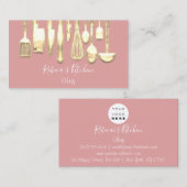 Cooking Logo Koch Restaurant Stilvolle Knifes Rose Visitenkarte (Vorne/Hinten)