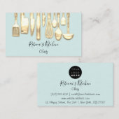 Cooking Logo Koch Restaurant Stilvolle Knifes Wass Visitenkarte (Vorne/Hinten)