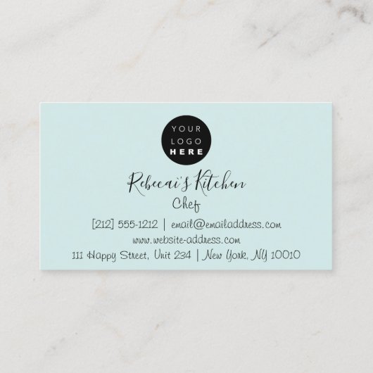 Cooking Logo Koch Restaurant Stilvolle Knifes Wass Visitenkarte (Rückseite)