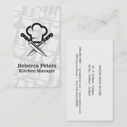 Cooking-Logo | Küche Utensils Visitenkarte (Vorne/Hinten)