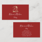 Cooking Logo Robot Mixer Koch Burgundy Gold Visitenkarte (Vorne/Hinten)