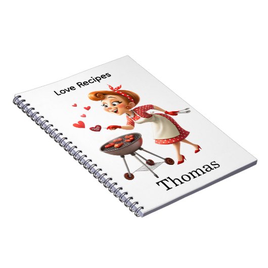 Cooking Love Red Hearts Recipe Spiral Notebook  Notizblock (Rechte Seite)