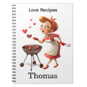 Cooking Love Red Hearts Recipe Spiral Notebook  Notizblock (Vorderseite)