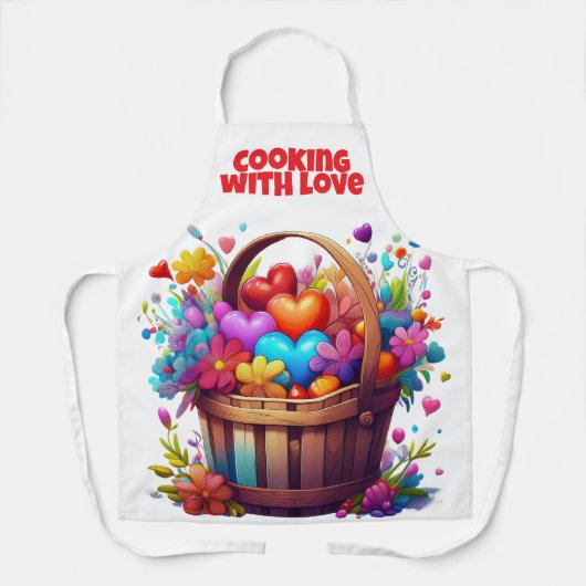 COOKING MIT LIEBE Überdrucken Schürze, Mittel Schürze (Vorderseite)