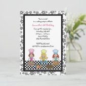 Cooking Party Girls Backen Kindergeburtstag Einladung (Stehend Vorderseite)