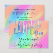 Cooking Party Koch Restaurant Utensile Holographic Einladung (Vorne/Hinten)