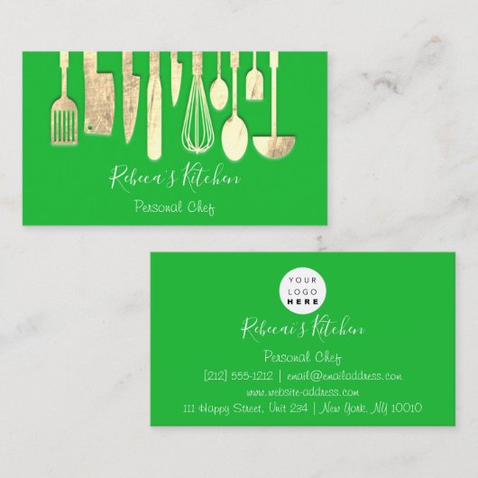 Cooking Personal Koch Restaurant Catering Green Visitenkarte (Vorne/Hinten)