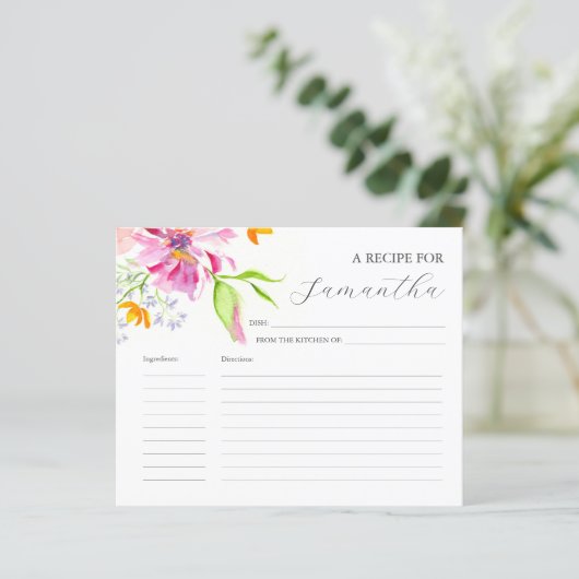 Cooking Rezeptkarten Watercolor Florals (Stehend Vorderseite)