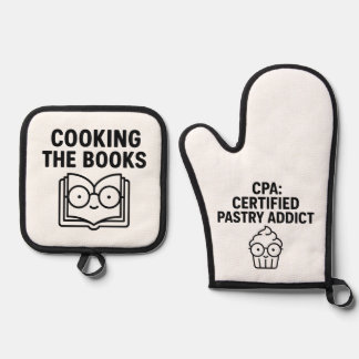 Cooking the Books - Funny Accounting Pun Ofenhandschuh & Topflappen-Set