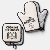 Cooking the Books - Funny Accounting Pun Ofenhandschuh & Topflappen-Set (Vorderseite/Rückseite)