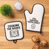 Cooking the Books - Funny Accounting Pun Ofenhandschuh & Topflappen-Set (Oben Unten)
