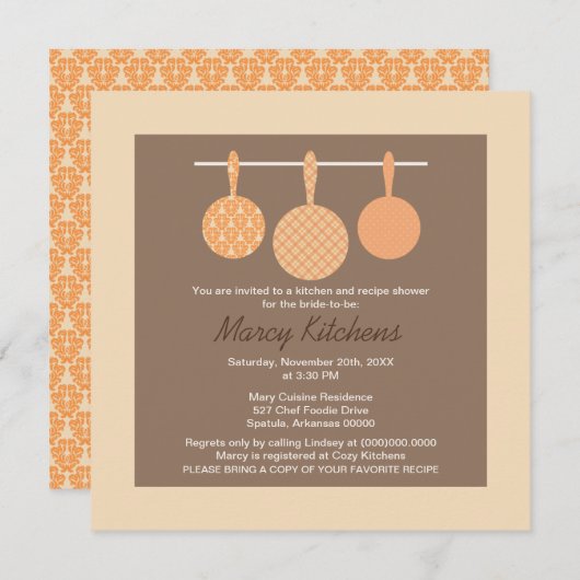 Cooking Theme Brautparty lädt zum Thema Rezept ein Einladung (Vorne/Hinten)