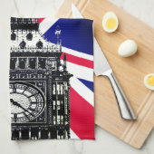 Cooking UK & British Flag, Big Ben London, Koch Geschirrtuch (Viertel Falte)