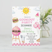 Cookout Birthday girl Invitation Einladung (Stehend Vorderseite)