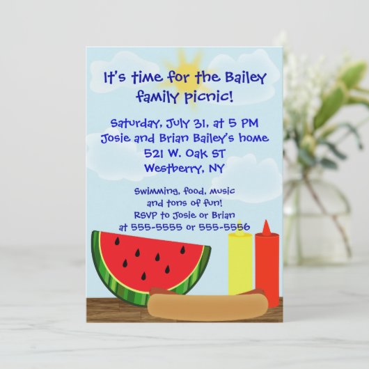 Cookout-Einladung im Freien- doppelseitig Einladung (Stehend Vorderseite)