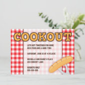 Cookout GRILLEN-Party Einladung mit Hotdog (Stehend Vorderseite)