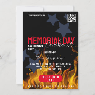 COOKOUT Memorial Day Event Patriotische Flyer Einladung