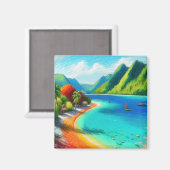 Cook's Bay, Moorea, Französisch-Polynesien Wasserf Magnet (Vorderseite/Rückseite)