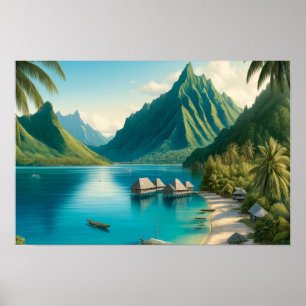 Cook's Bay, Moorea, Französisch-Polynesien Wasserf Poster