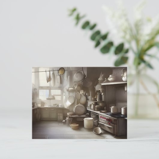 Cook's Kitchen Scene Digital Art Postkarte (Stehend Vorderseite)