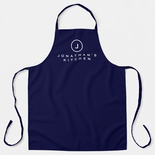 Cook's Kitchen Simple Navy & White Monogram Schürze (Vorderseite)