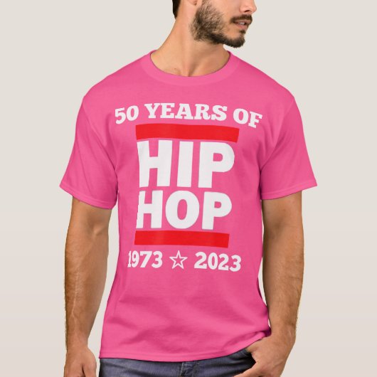 Cool 50 Years Of Hip Hop Fifty Red And White T-Shirt (Vorderseite)
