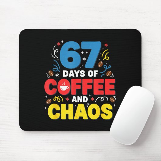 Cool 67 Days Of Coffee Teacher Retro Vibes School  Mousepad (Mit Mouse)