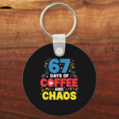 Cool 67 Days Of Coffee Teacher Retro Vibes School Schlüsselanhänger (Vorderseite)