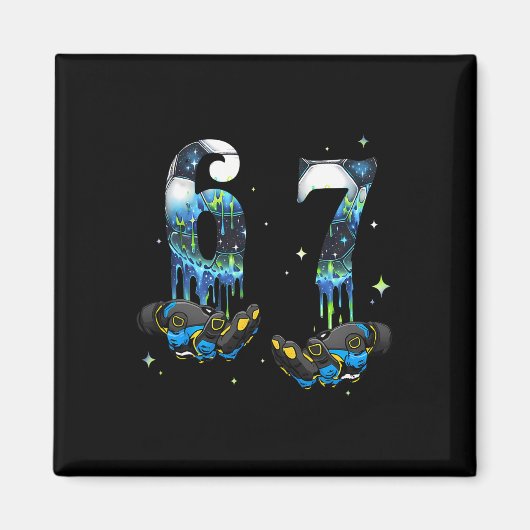 Cool 67 Six Seven Meme Fußball Drip Jungen K Magnet (Vorne)