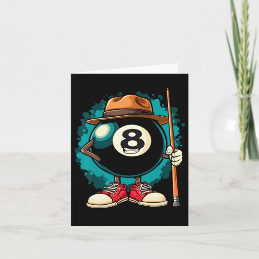 Cool 8 Ball Character Funny Billiards Karte (Vorderseite)