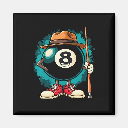 Cool 8 Ball Character Funny Billiards Magnet (Vorne)