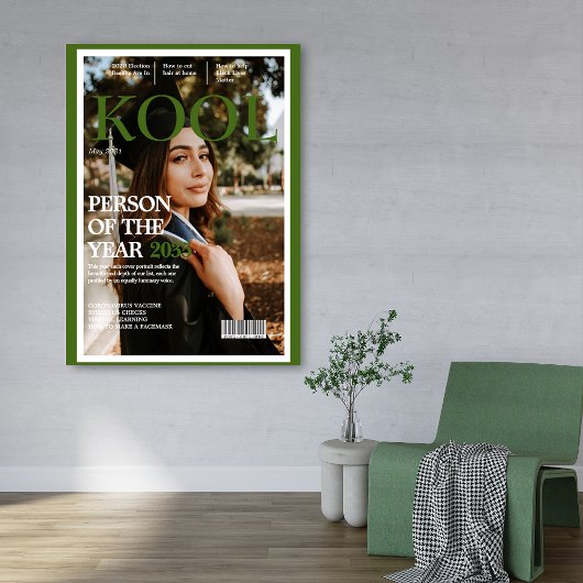 Cool Abschluss Fake Magazine Cover Foto Green Poster