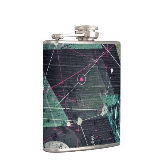 Cool Abstract Digital Graffiti Art Geometic Flachmann (Rechts)