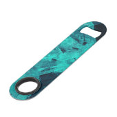 Cool Abstract Jagged Blue Art Personalised Speed Flaschenöffner (Rückseite Schrägansicht)
