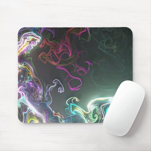 Cool Abstract Neon Liquid Art Black Mousepad (Mit Mouse)