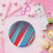 Cool Abstract Red White Blue Brush Strokes Pappteller (Party)