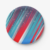 Cool Abstract Red White Blue Brush Strokes Pappteller (Vorderseite)