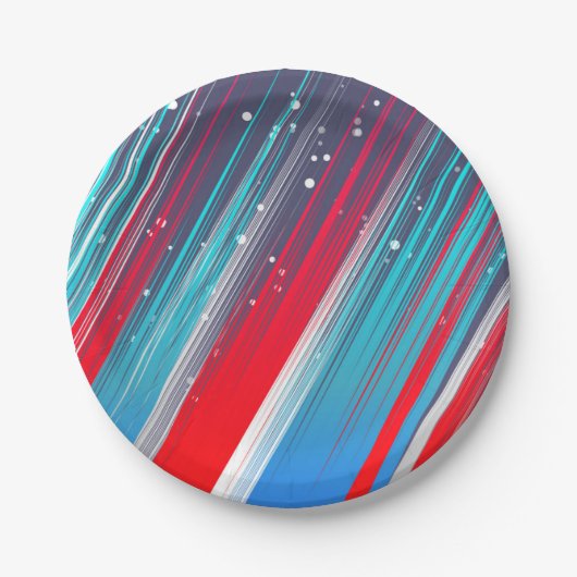 Cool Abstract Red White Blue Brush Strokes Pappteller (Vorderseite)