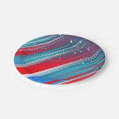 Cool Abstract Red White Blue Brush Strokes Pappteller (Schrägansicht)