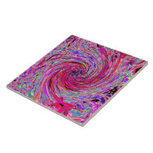 Cool Abstract Retro Hot Pink and Red Floral Swirl