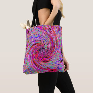Cool Abstract Retro Hot Pink and Red Floral Swirl Tasche